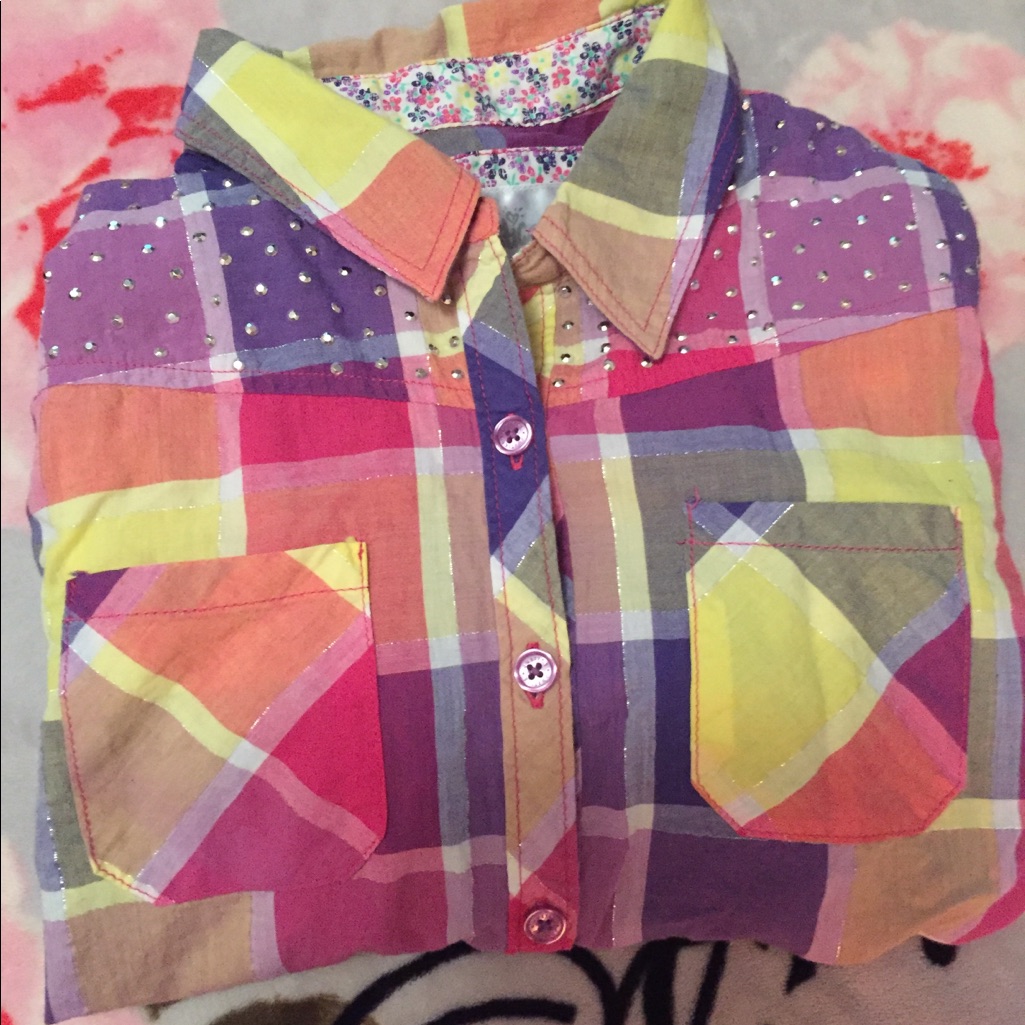 Multicolored Studded Button-Up